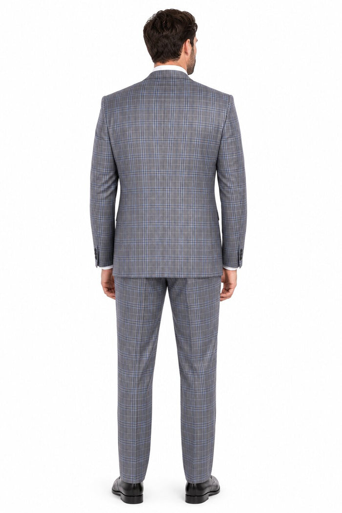 Big and Tall Suit - Grey Plaid Big and Tall 3 PC Suit