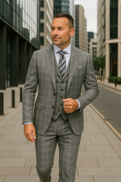 Italian 3-Piece Wool Suit Modern Fit by Statement