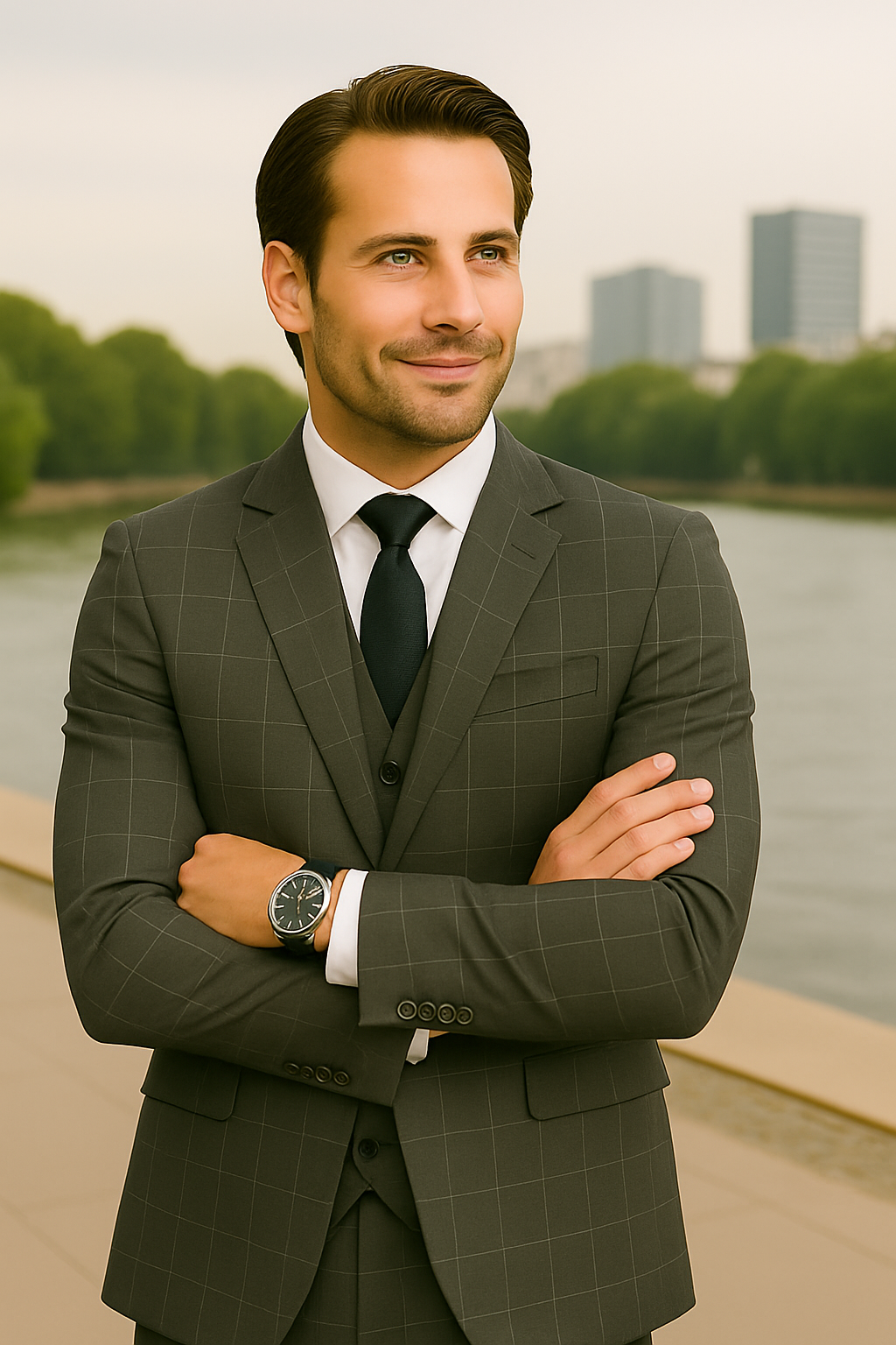 Italian 3 Piece Wool Modern Business Suit