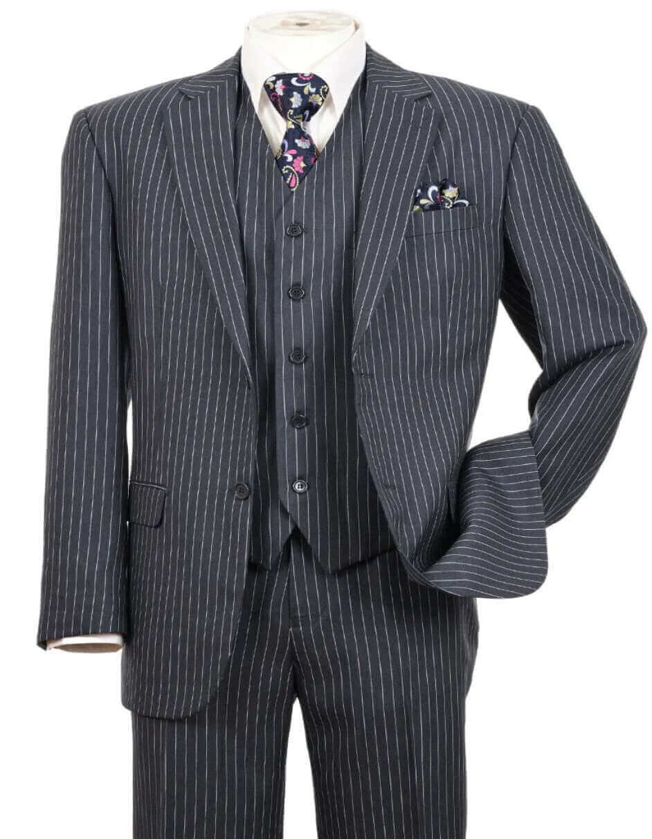 Bold Pinstripe 1920s Grey Men’s Suit