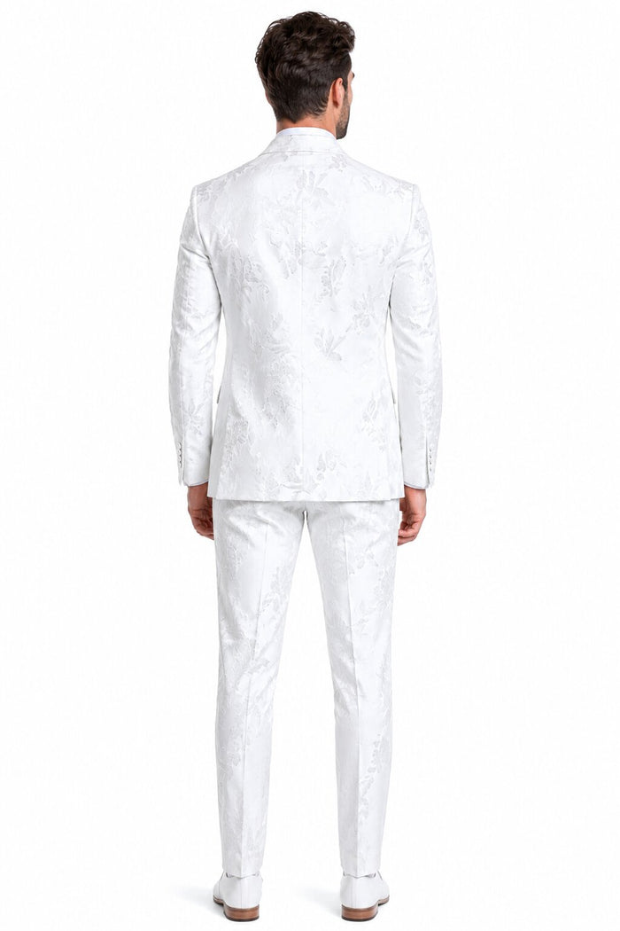 Paisley Suits - Wedding Tuxedo - Groom White Suit + Matching Bowtie