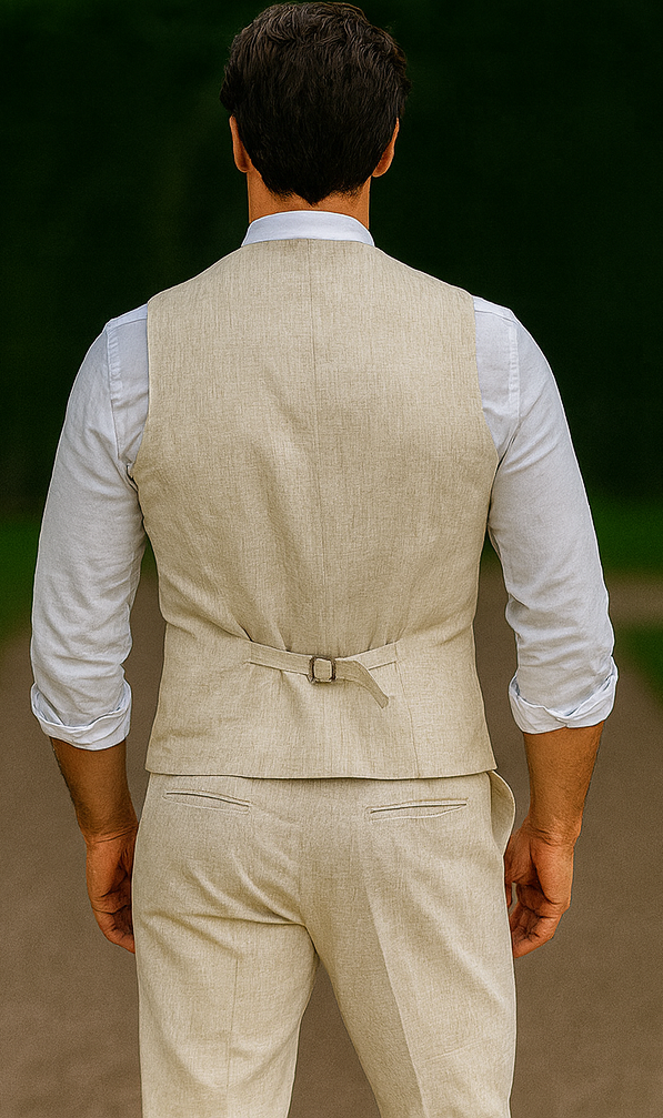 Groomsmen Summer Beach Prom Beige Vest and Pants Set