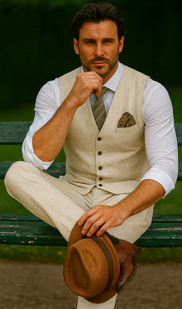 Groomsmen Summer Beach Prom Beige Vest and Pants Set