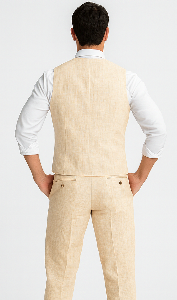 Groomsmen Summer Beach Prom Champagne Vest and Pants Set