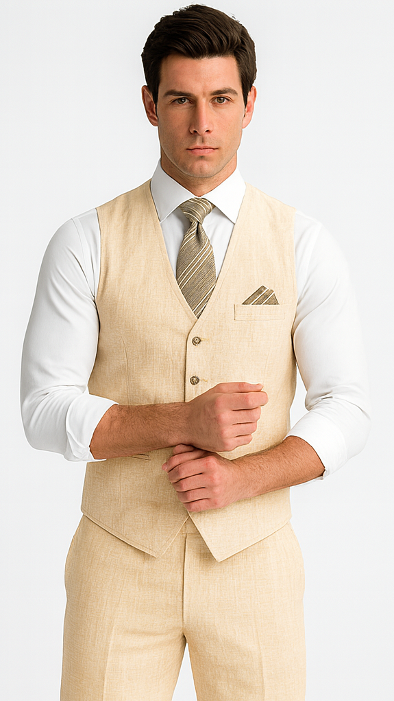 Groomsmen Summer Beach Prom Champagne Vest and Pants Set