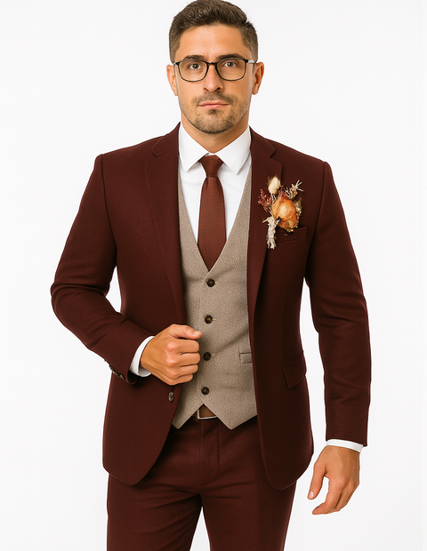 groomsmen-tweed-suit-maroon-herringbone