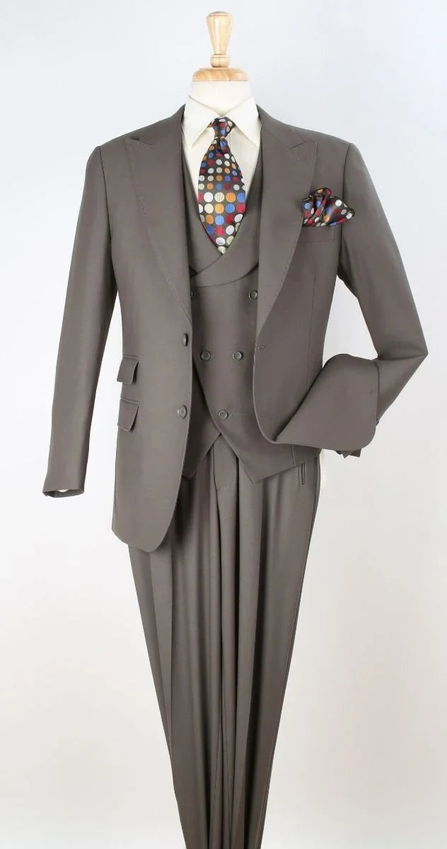 Apollo King Men's Outlet 3pc 100% Wool Suit Zigzag Vest