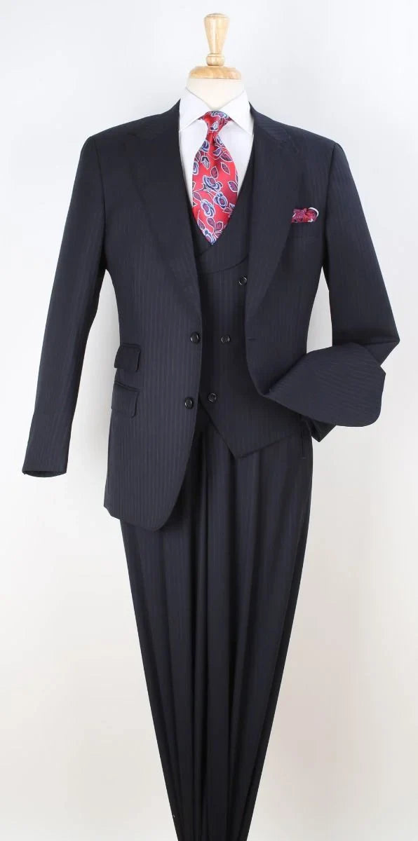 Apollo King Men's Outlet 3pc 100% Wool Suit Zigzag Vest