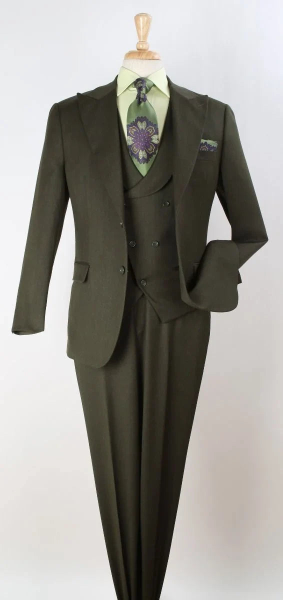 Apollo King Men's Outlet 3pc 100% Wool Suit Zigzag Vest