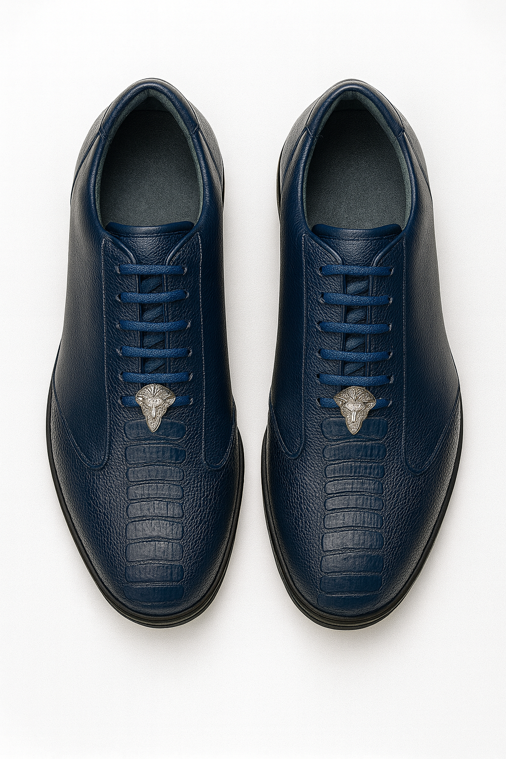 Los Altos Navy Blue Ostrich Leg Sneakers