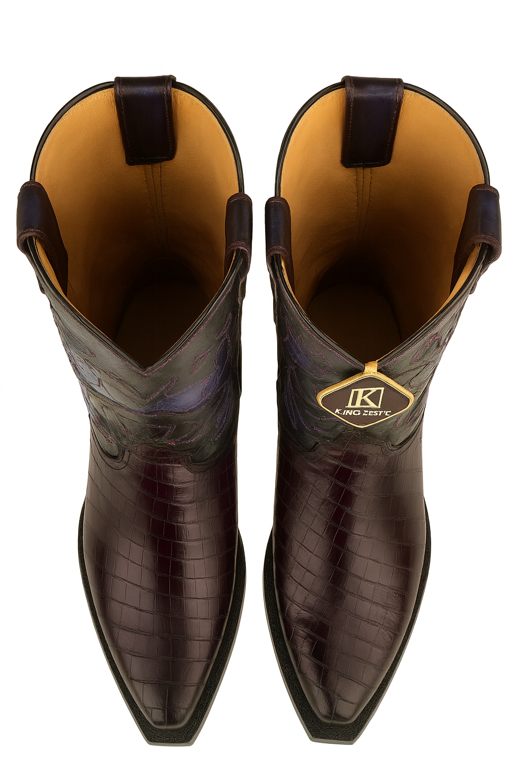 King Exotic Snip Toe Eel Boots Burnished Purple