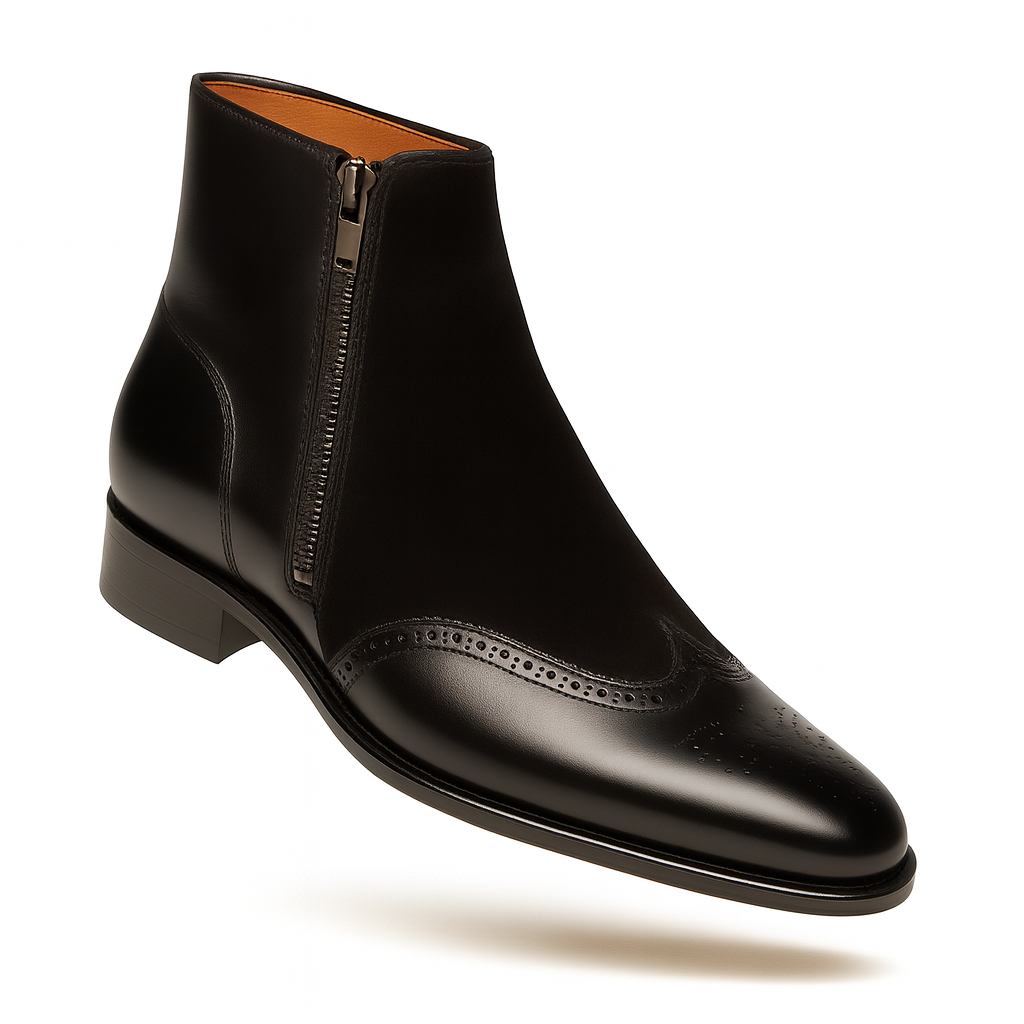Men's Camilleri Calf/Suede Black Zip Boot Mezlan