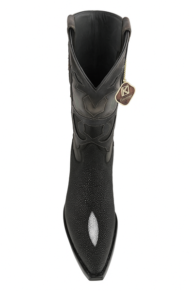King Exotic Snip Toe Stingray Boots Black