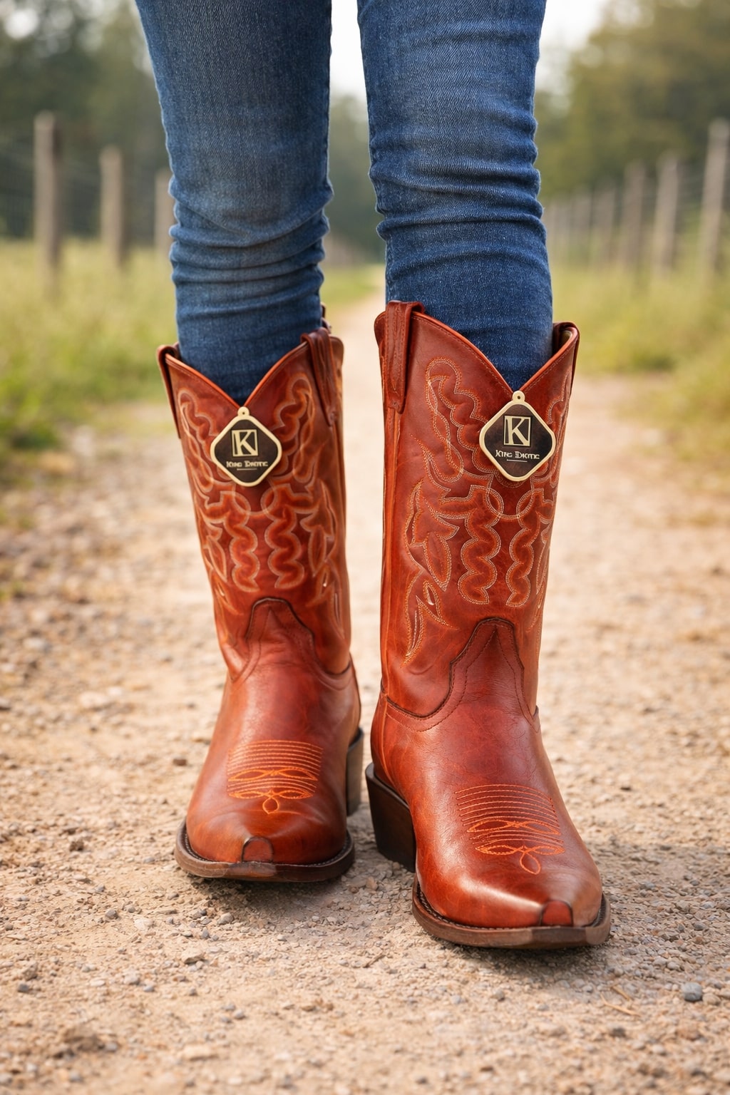 King Exotic Men's Snip Toe Leather Boots Cognac