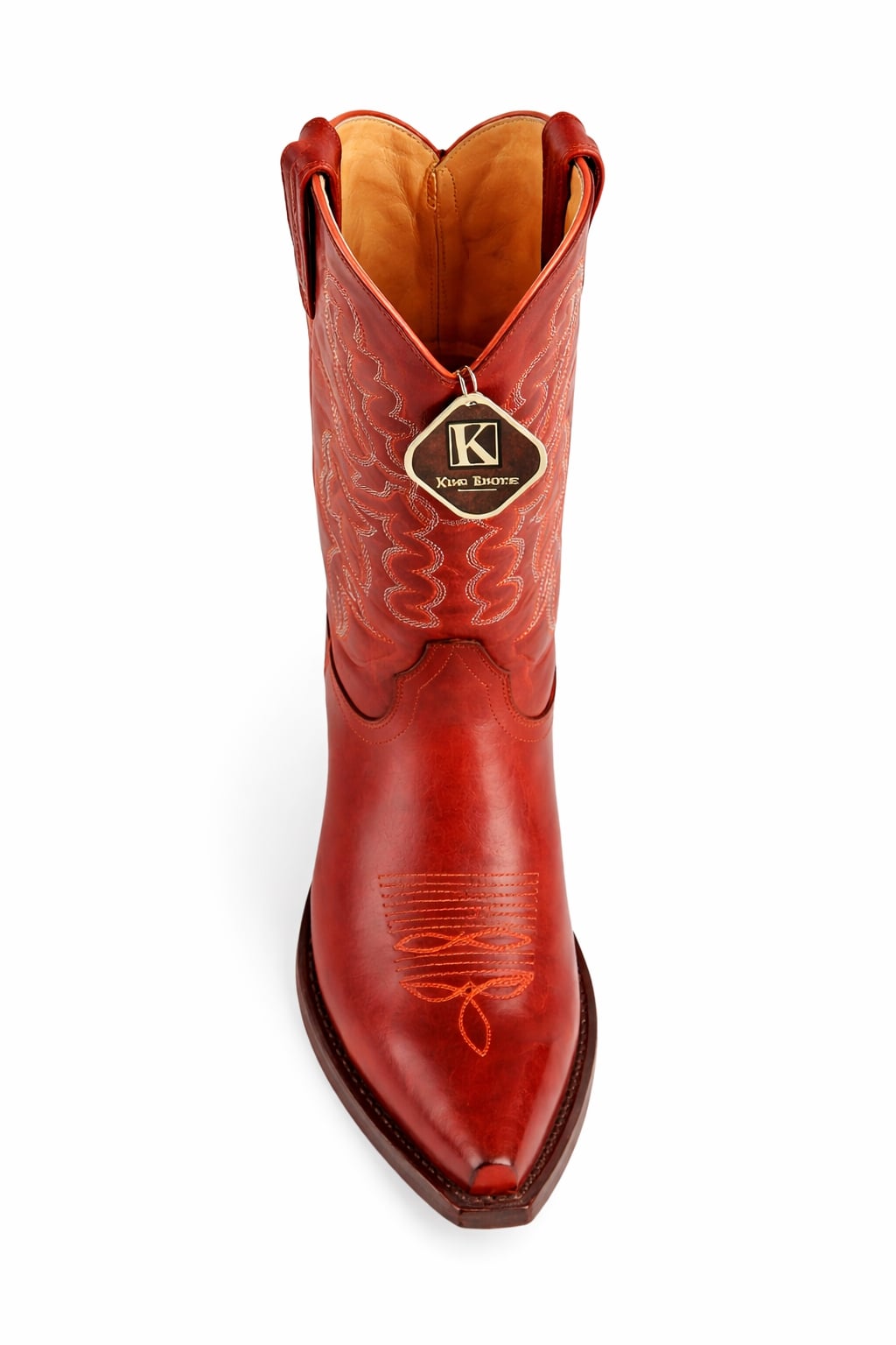 King Exotic Men's Snip Toe Leather Boots Cognac