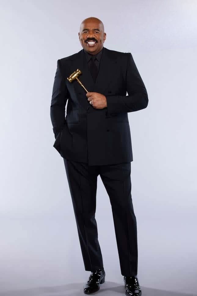 Steve Harvey Black Double Breasted Suit Modern Fit