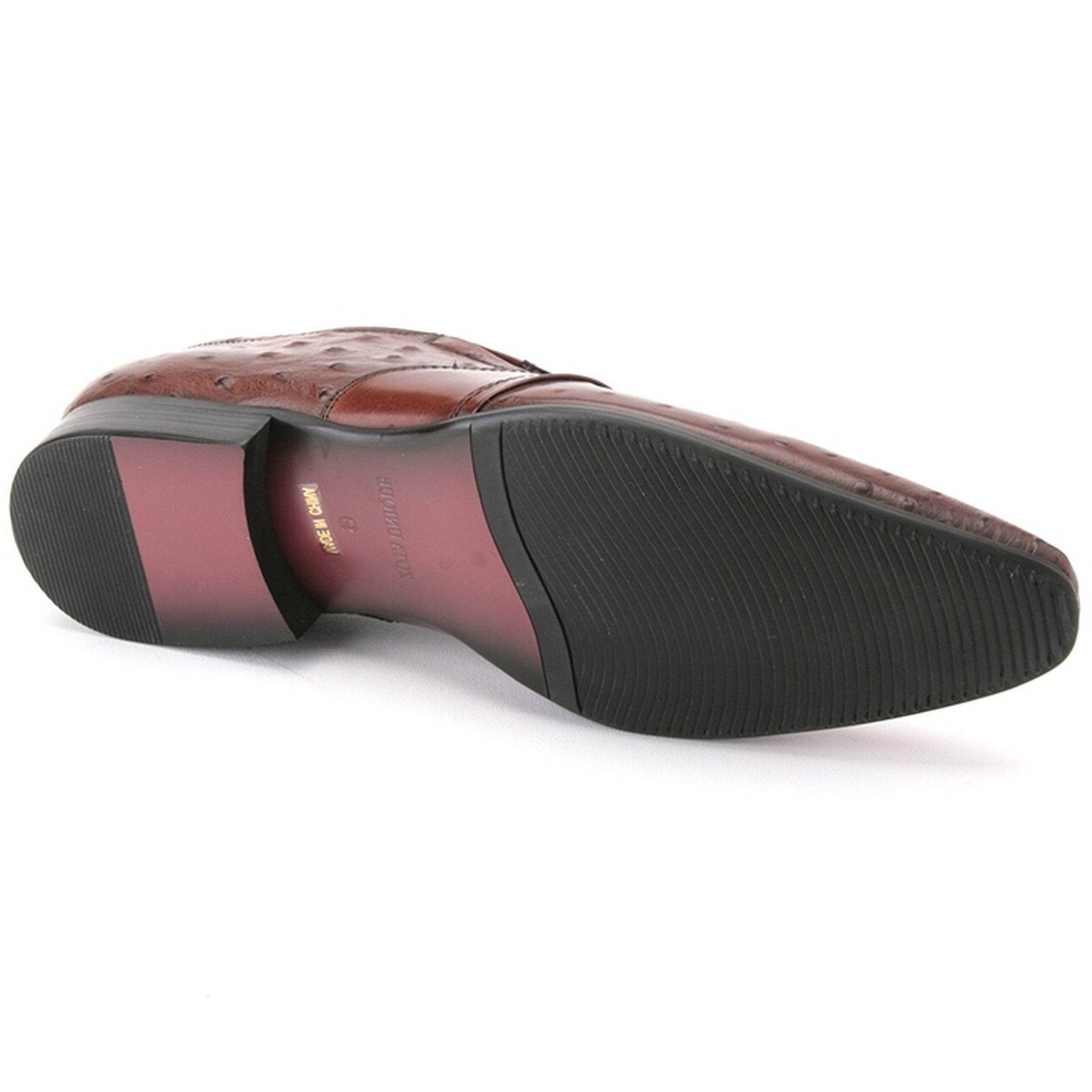 Zota Ostrich Print Brown Leather Loafers