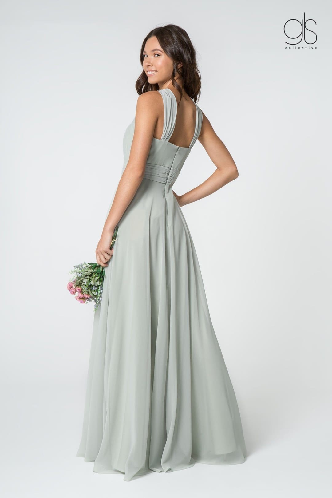 High-Neck A-Line Chiffon Dress by Elizabeth KGL2816