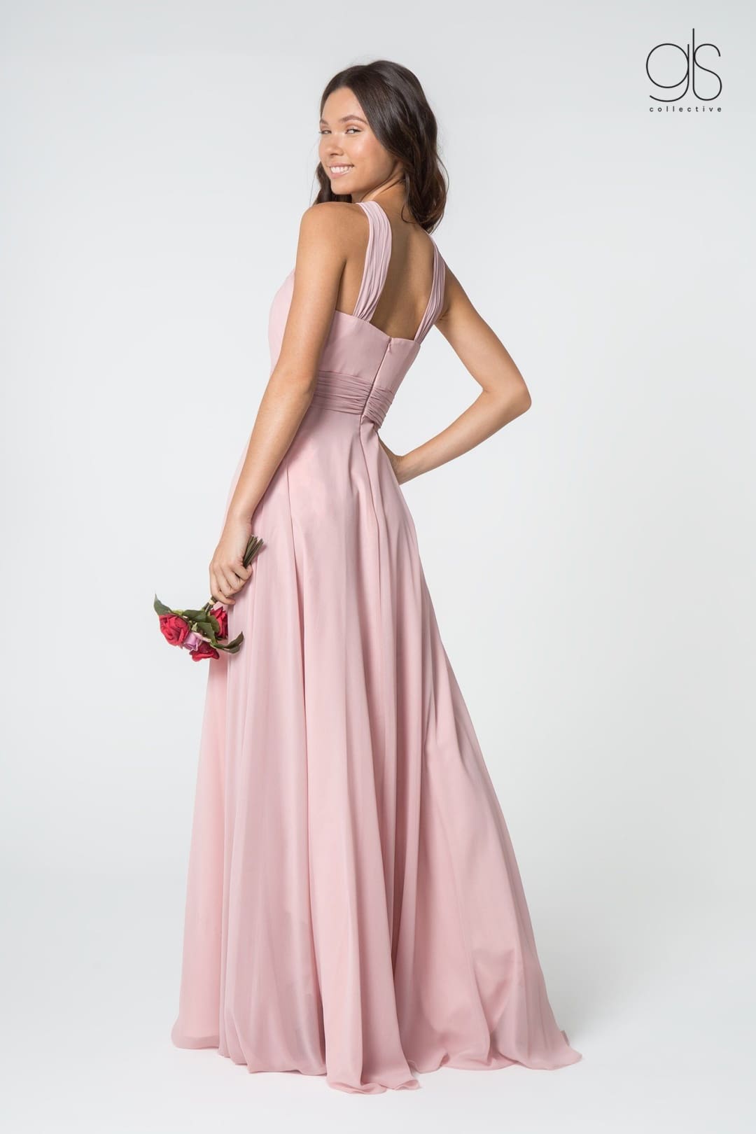High-Neck A-Line Chiffon Dress by Elizabeth KGL2816