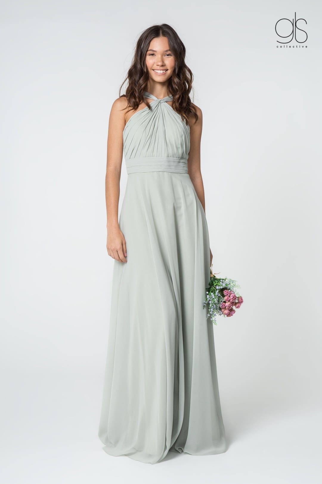 High-Neck A-Line Chiffon Dress by Elizabeth KGL2816