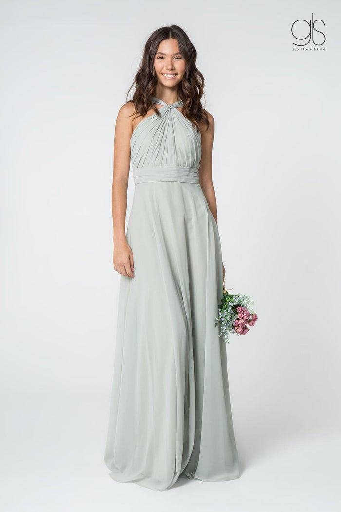 High-Neck A-Line Chiffon Dress by Elizabeth KGL2816