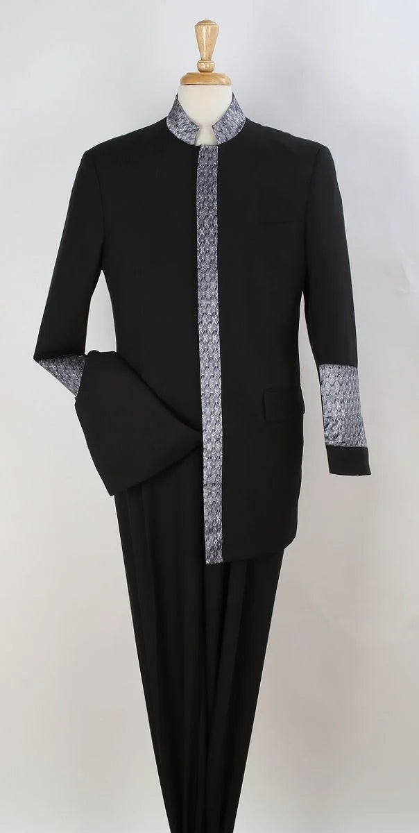 Apollo King Men's 2 Piece Nehru Style Suit Pastor Church Suit