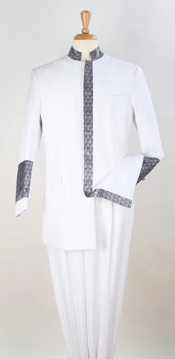 Apollo King Men's 2 Piece Nehru Style Suit Pastor Church Suit