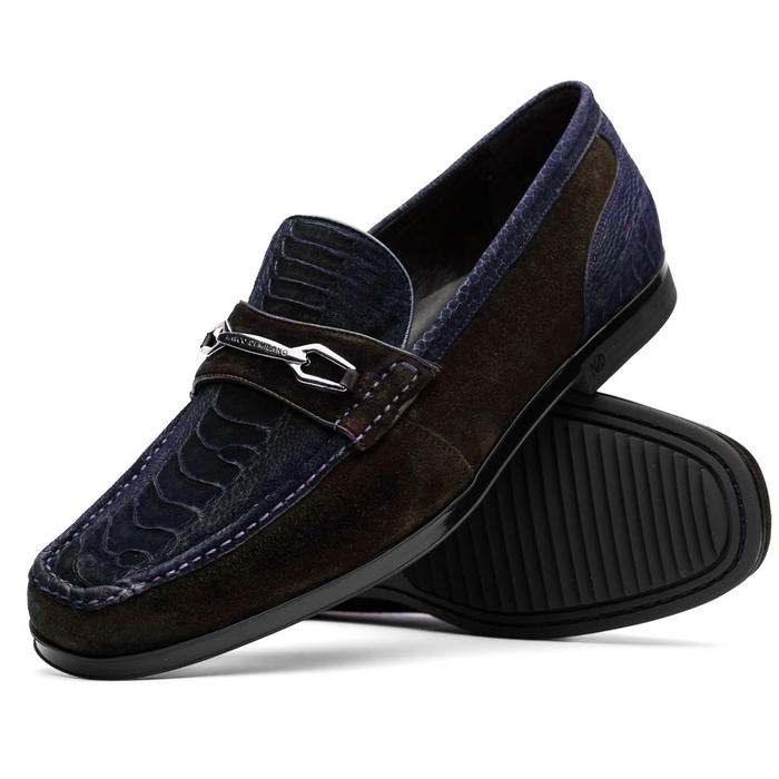 Marco_Di_Milano Hugo: Navy & Brown Leather Dress Shoe