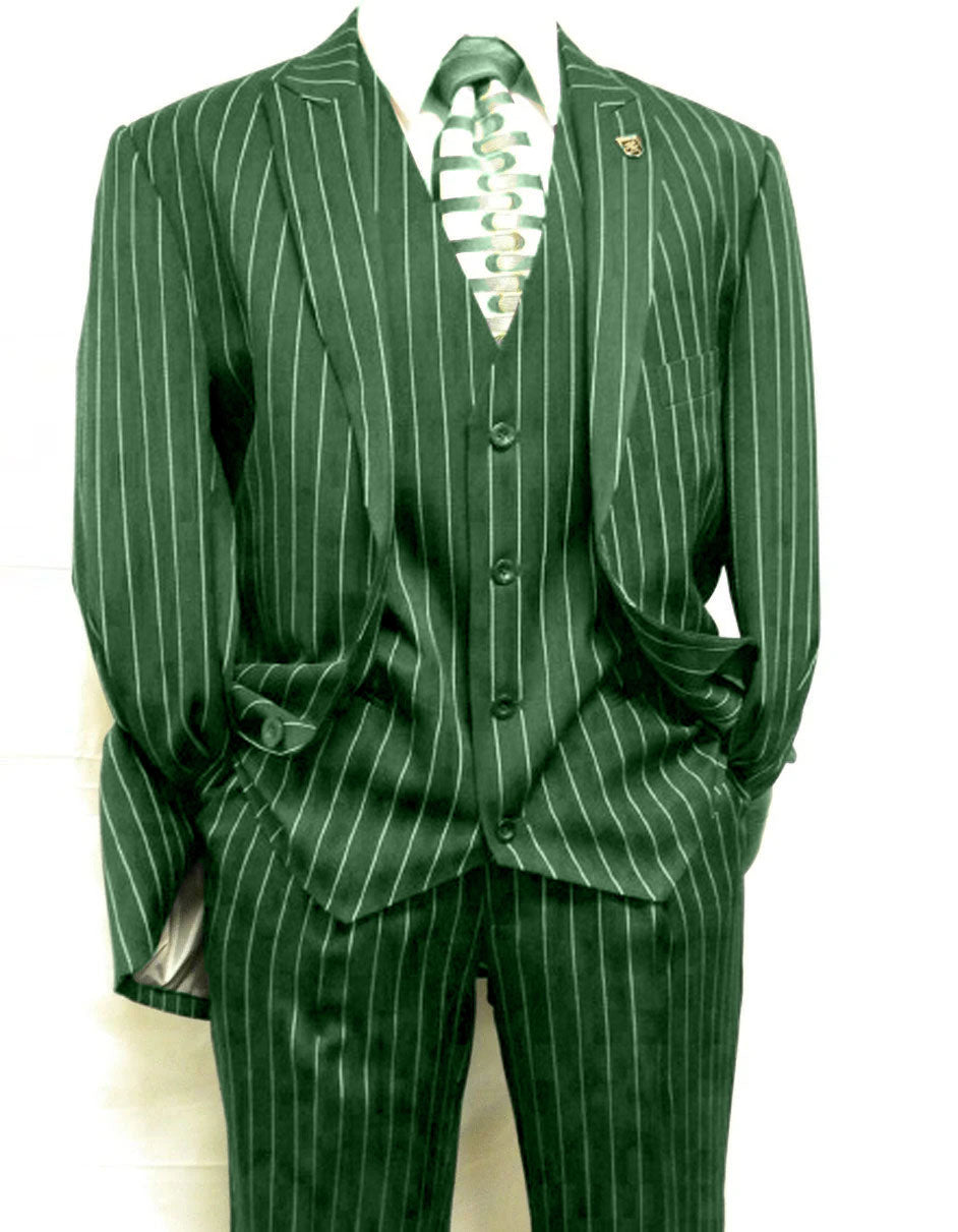 Navy Pinstripe Two-Button Gangster Suit