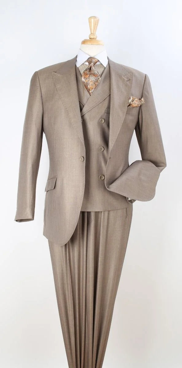 Tiglio Brand Men's Double breasted Vest  100% Wool Suit High Fashion With Pleated Pants in 4 Colors