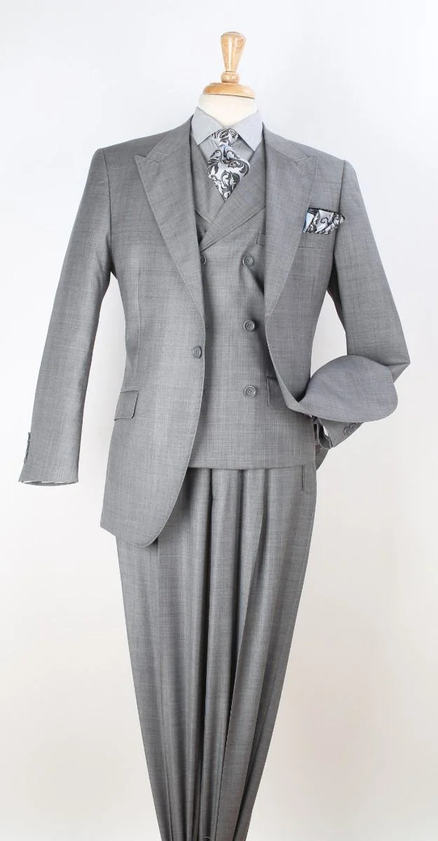 Tiglio Brand Men's Double breasted Vest  100% Wool Suit High Fashion With Pleated Pants in 4 Colors