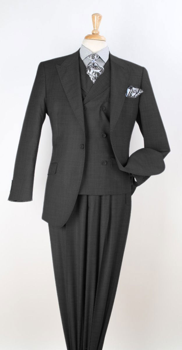 Apollo King Men's Outlet 3pc 100% Wool Suit 6 Button High Fashion Vest