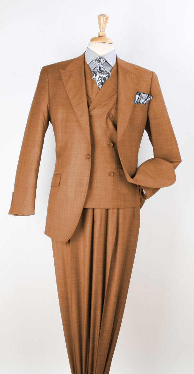 Apollo King Men's Outlet 3pc 100% Wool Suit 6 Button High Fashion Vest