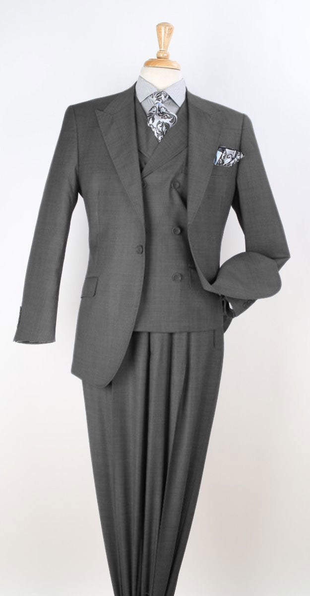 Apollo King Men's Outlet 3pc 100% Wool Suit 6 Button High Fashion Vest