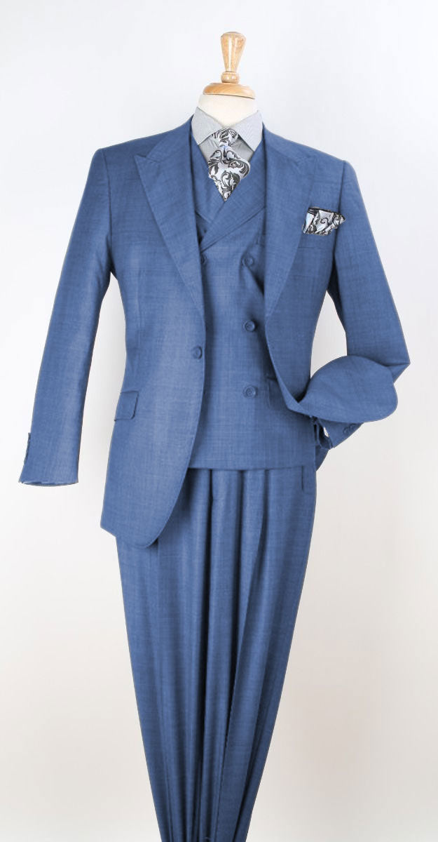 Apollo King Men's Outlet 3pc 100% Wool Suit 6 Button High Fashion Vest