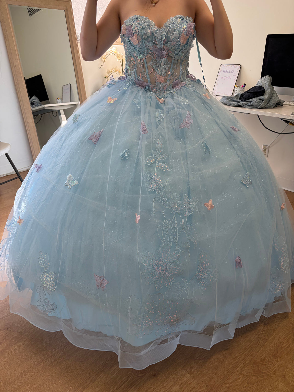 Quinceanera Ball Gown Corset Glitter Sweet 16 Dress by Layla K LK246