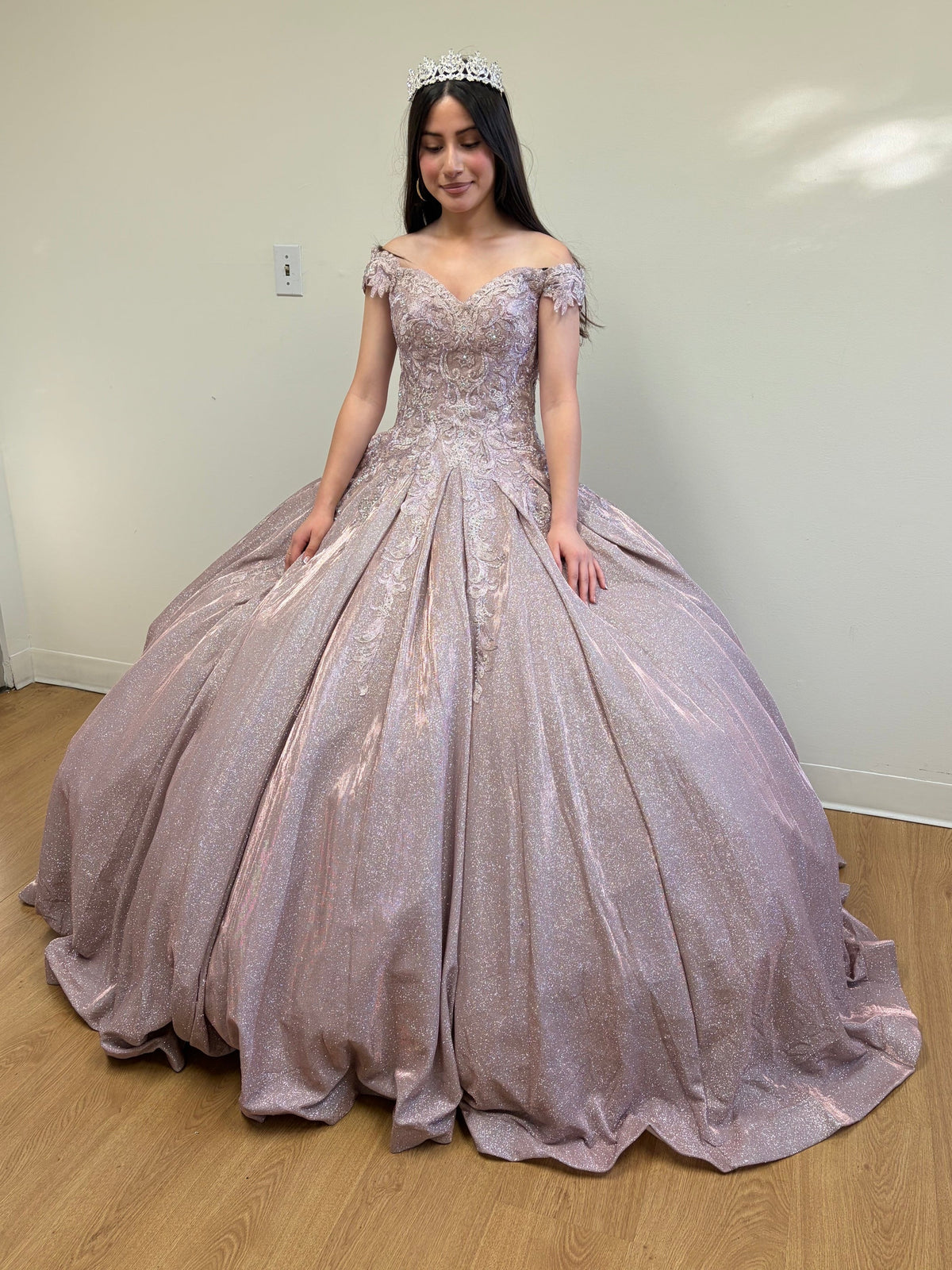 Quinceanera Dress Ball Gown Off The Shoulder Glitter & Plus Size