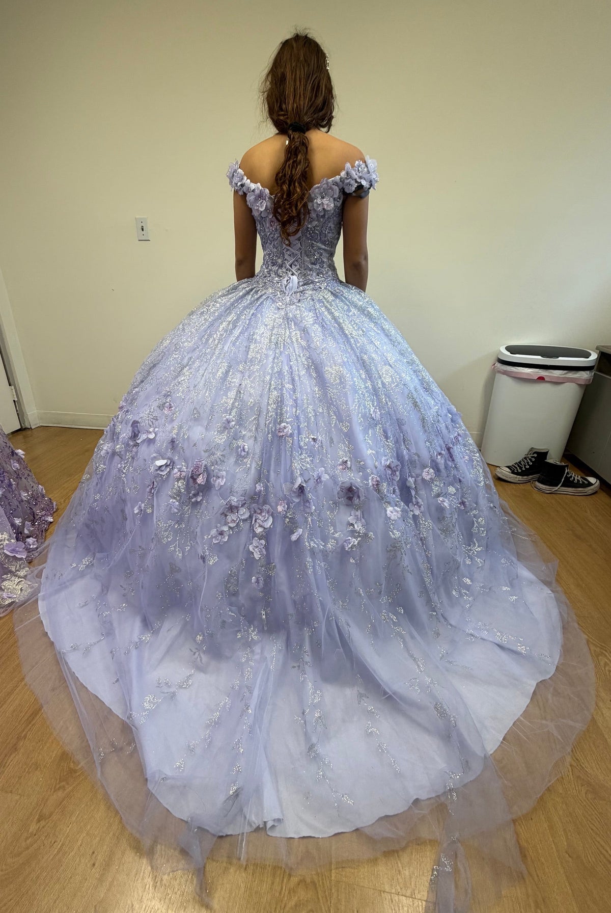 Layla K LK198 Off Shoulder Light Up Floral Quince Ball Gown