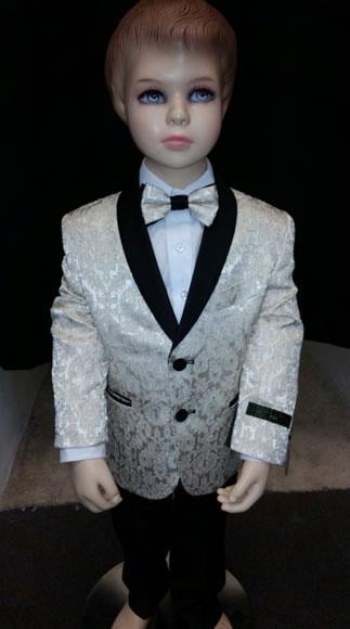 Kids Children Boys Tuxedo Paisley Two toned Cream Blazer Looking Perfect for toddler Suit wedding attire outfits