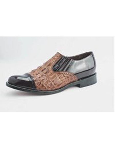 Men's Cushion Insole Slip On Wine Alligator Print Shoes