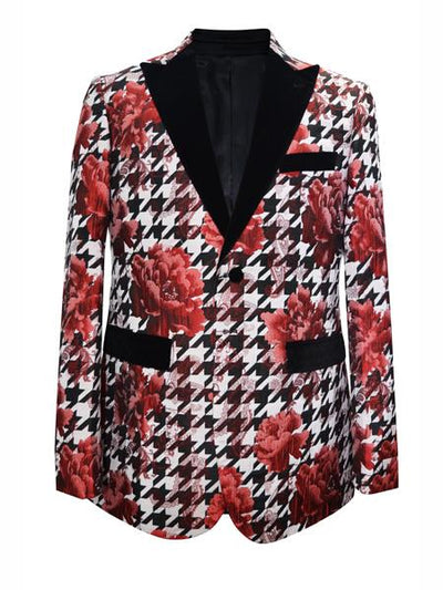 Men's 2 Button Fashion Designed Black ~ White Sport Coat Blazer