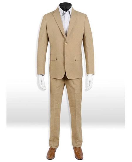 Dark Tan Linen ~ Taupe ~ Khaki Suit - Mens Linen Suit