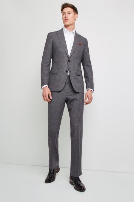 Men's Two Button Grey with Red