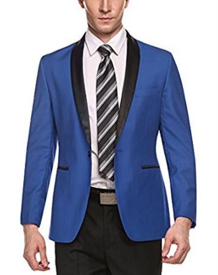 Men's Light Blue Besom Front Pocket Long Sleeve Blazer