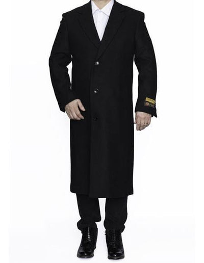 Men's Big And Tall Overcoat Long Men's Dress Topcoat - Winter coat 4XL 5XL 6XL Black