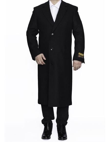 Men's Big And Tall Overcoat Long Men's Dress Topcoat - Winter coat 4XL 5XL 6XL Black