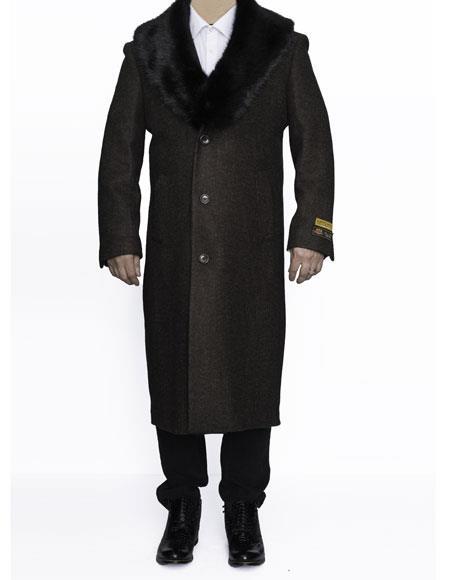 Men's Big And Tall Overcoat Long Men's Dress Topcoat - Winter coat 4XL 5XL 6XL Brown