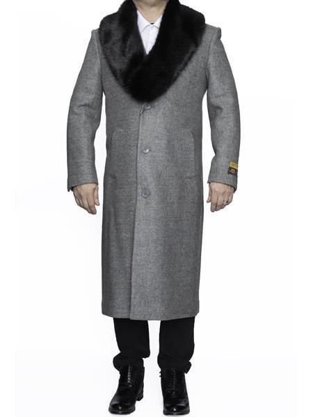 Men's Big And Tall Overcoat Long Men's Dress Topcoat - Winter coat 4XL 5XL 6XL Light Grey