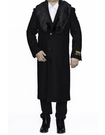 Men's Big And Tall Overcoat Long Men's Dress Topcoat - Winter coat 4XL 5XL 6XL Black