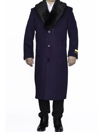 Men's Big And Tall Overcoat Long Men's Dress Topcoat - Winter coat 4XL 5XL 6XL Purple